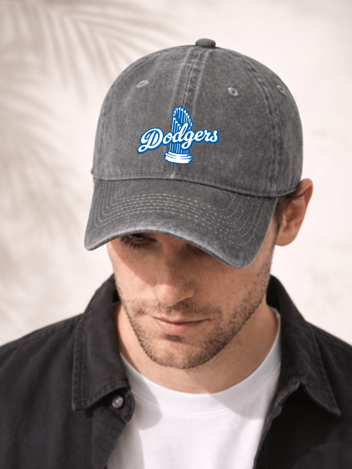Washed Denim Baseball Cap For Men And Women Casual Sporty Style Adjustable Fit Dodgers Logo Embroidered Design With Blue And White Color Detailing Perfect For Everyday Wear Outdoor Activities And Sports Events Comfortable Soft Fabric Breathable And Durabl