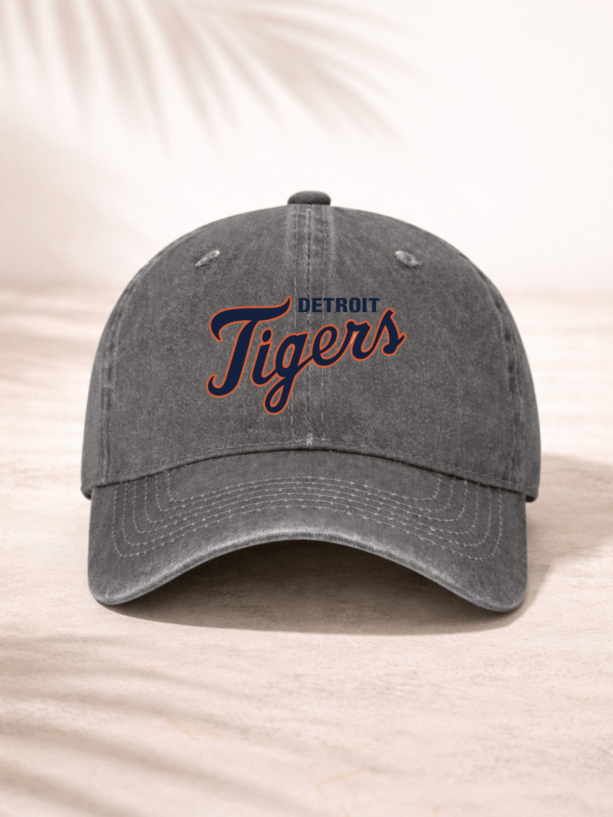 Washed Denim Baseball Cap Unisex Adjustable Hat For Men And Women Casual Sporty Style Detroit Tigers Logo Embroidered Design Classic Team Spirit Print Perfect For Outdoor Activities Daily Wear And Sports Events Lightweight Comfortable Fit With Distressed