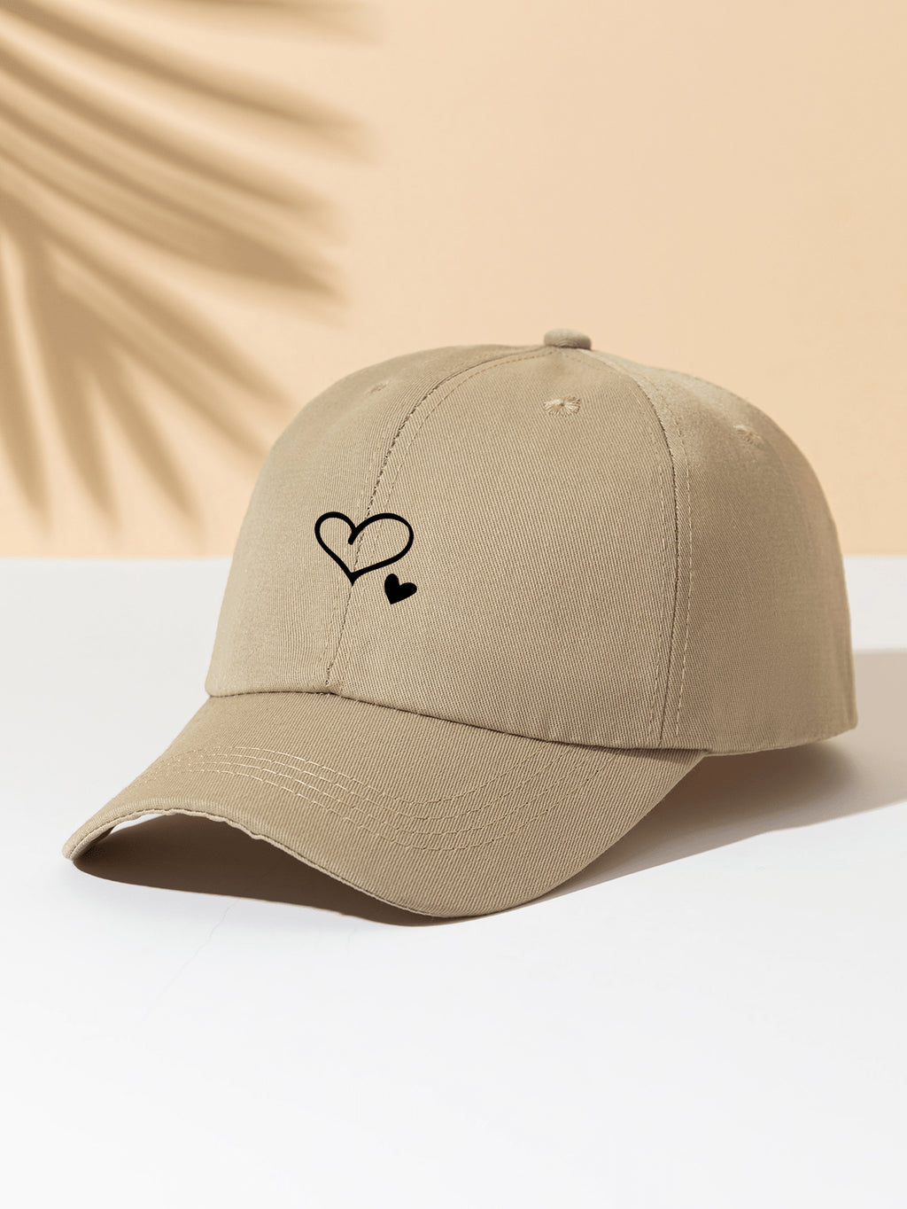 1 Stück khakifarbene Baseballkappe mit doppeltem Herz Stickerei, Unisex Sonnenhut Outdoor Essentiell Halloween