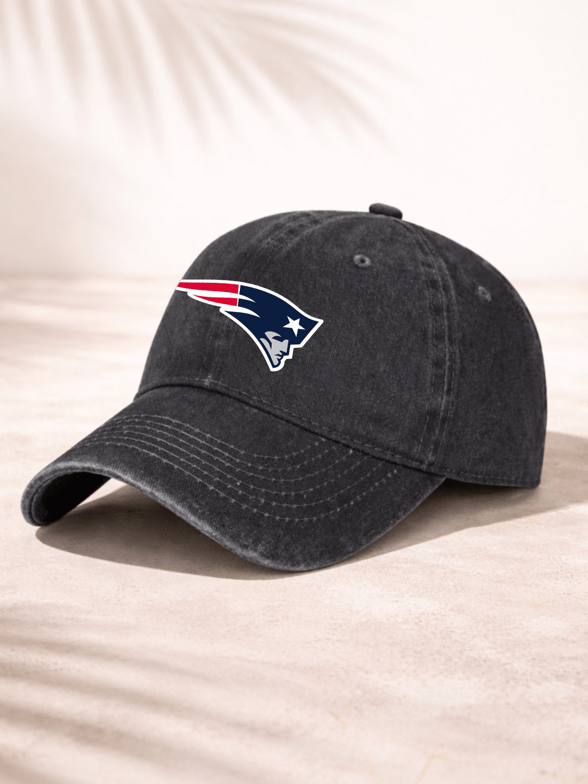 Washed Denim Baseball Cap Unisex Fashionable Adjustable Hat For Men And Women Casual Sporty Style NewEngland Patriots Logo Embroidered Design Classic Team Inspired Graphic Print Perfect For Outdoor Activities Daily Wear Sports Events And Travel Comfortabl