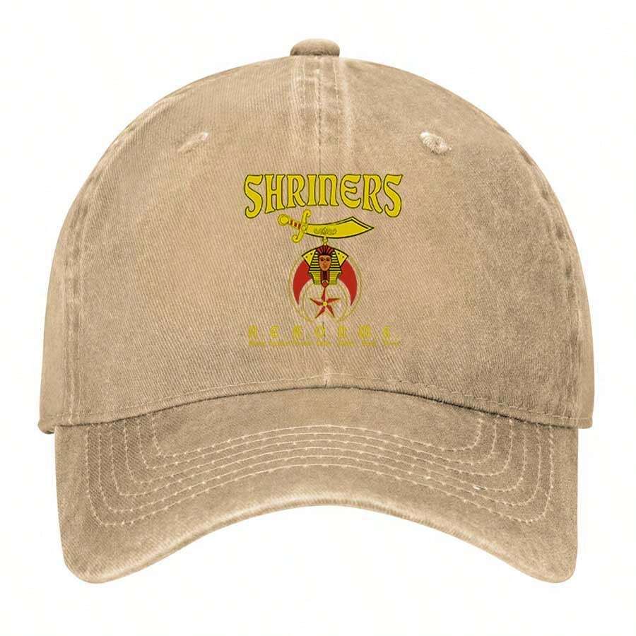 Shriners Arabic Egyptian Ancient Order Nobles Masonic Shrine Symbol Vintage Washed Baseball Cap
