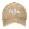 Vintage Gothic Style Text 'Outlaw' On Gradient Background Vintage Washed Baseball Cap