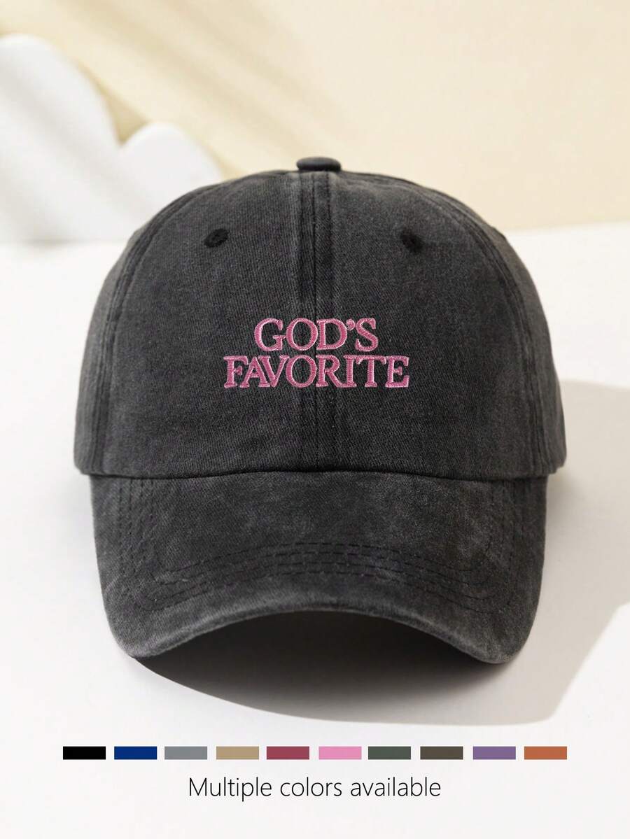 1 Stück Damen Baseballkappe mit Stickerei "God's Favorite", verstellbarer Schirm, atmungsaktiv für Outdoor, geeignet für Sport, Camping, Reisen, Geschenk