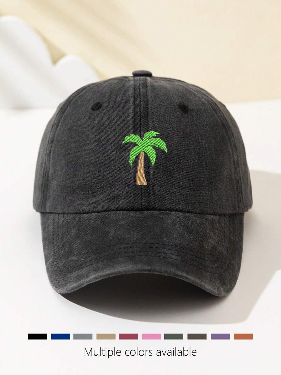 1 Stück Damen Baseballkappe mit Kokospalmen Stickerei, gesichtsformend, verstellbare Größe, locker sitzend, modisch & vielseitig für tägliche Fahrten, Strand, Outdoor-Sport, Wandern, Sommer, Hut