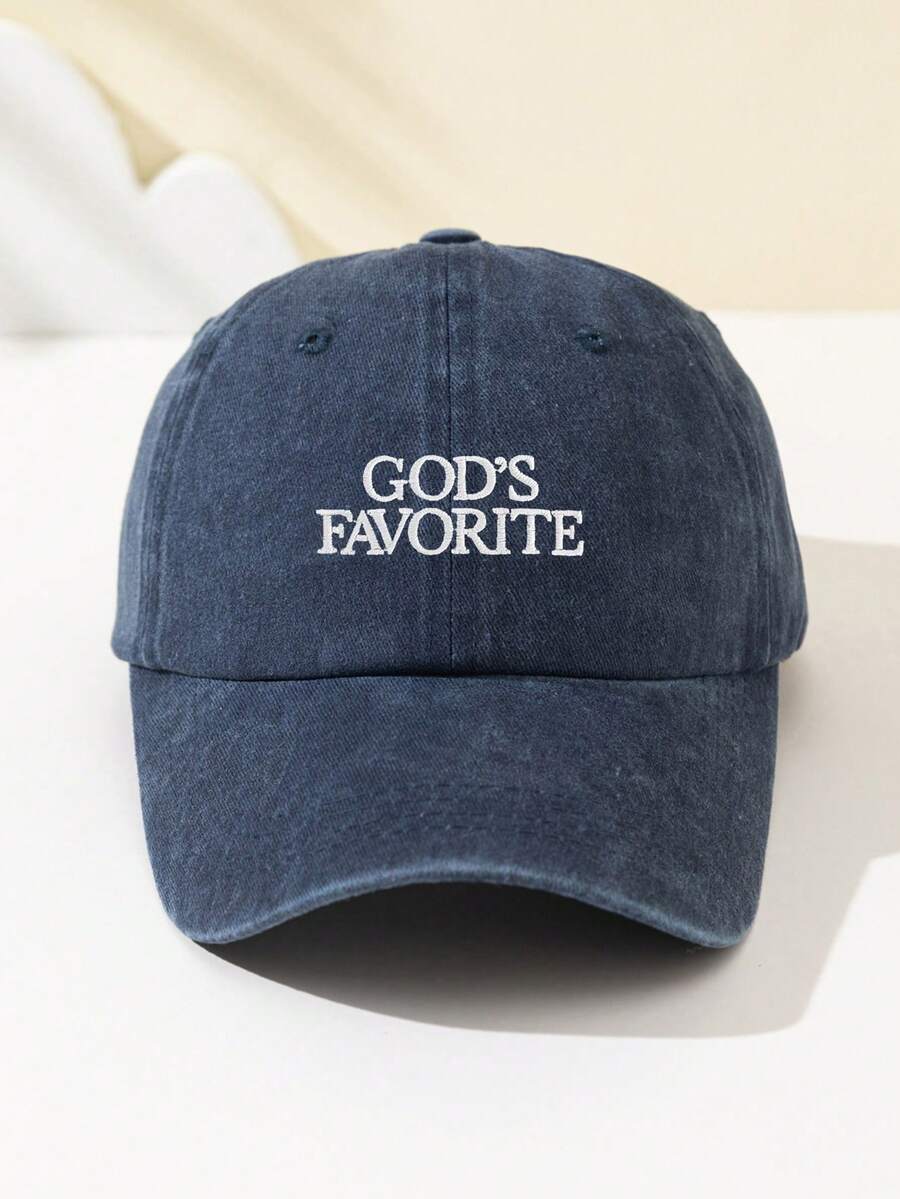1 Stück Damen "Gottes Liebling" bestickte weiche Baseball Kappe, schmeichelhaft, verstellbare Größe, lässiger Stil, modisch für tägliche Fahrten, Strand, Outdoor-Sport, Wandern, Sommer, Hut