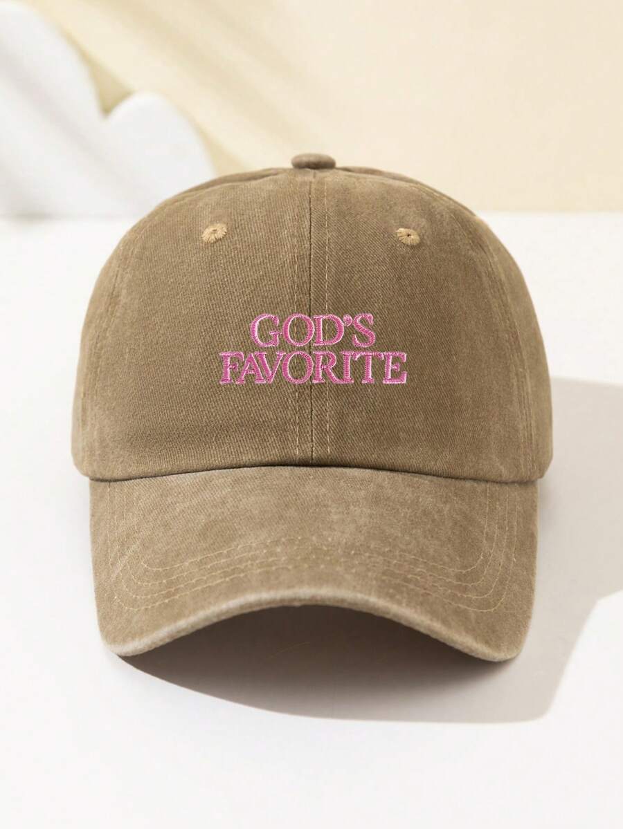 1 Stück Damen "Gottes Liebling" bestickte weiche Baseball Kappe, schmeichelhaft, verstellbare Größe, lässiger Stil, modisch für tägliche Fahrten, Strand, Outdoor-Sport, Wandern, Sommer, Hut