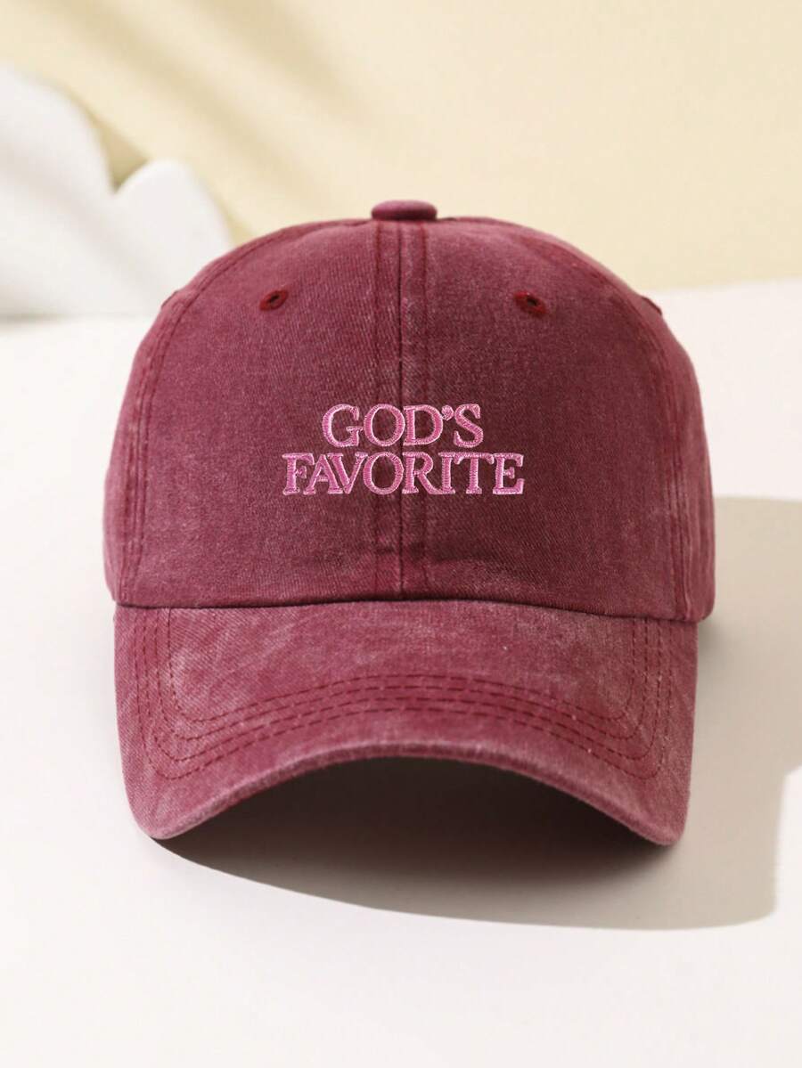 1 Stück Damen "Gottes Liebling" bestickte weiche Baseball Kappe, schmeichelhaft, verstellbare Größe, lässiger Stil, modisch für tägliche Fahrten, Strand, Outdoor-Sport, Wandern, Sommer, Hut