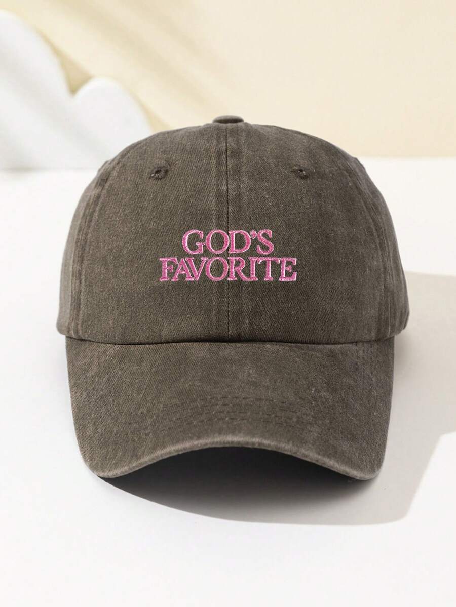 1 Stück Damen "Gottes Liebling" bestickte weiche Baseball Kappe, schmeichelhaft, verstellbare Größe, lässiger Stil, modisch für tägliche Fahrten, Strand, Outdoor-Sport, Wandern, Sommer, Hut