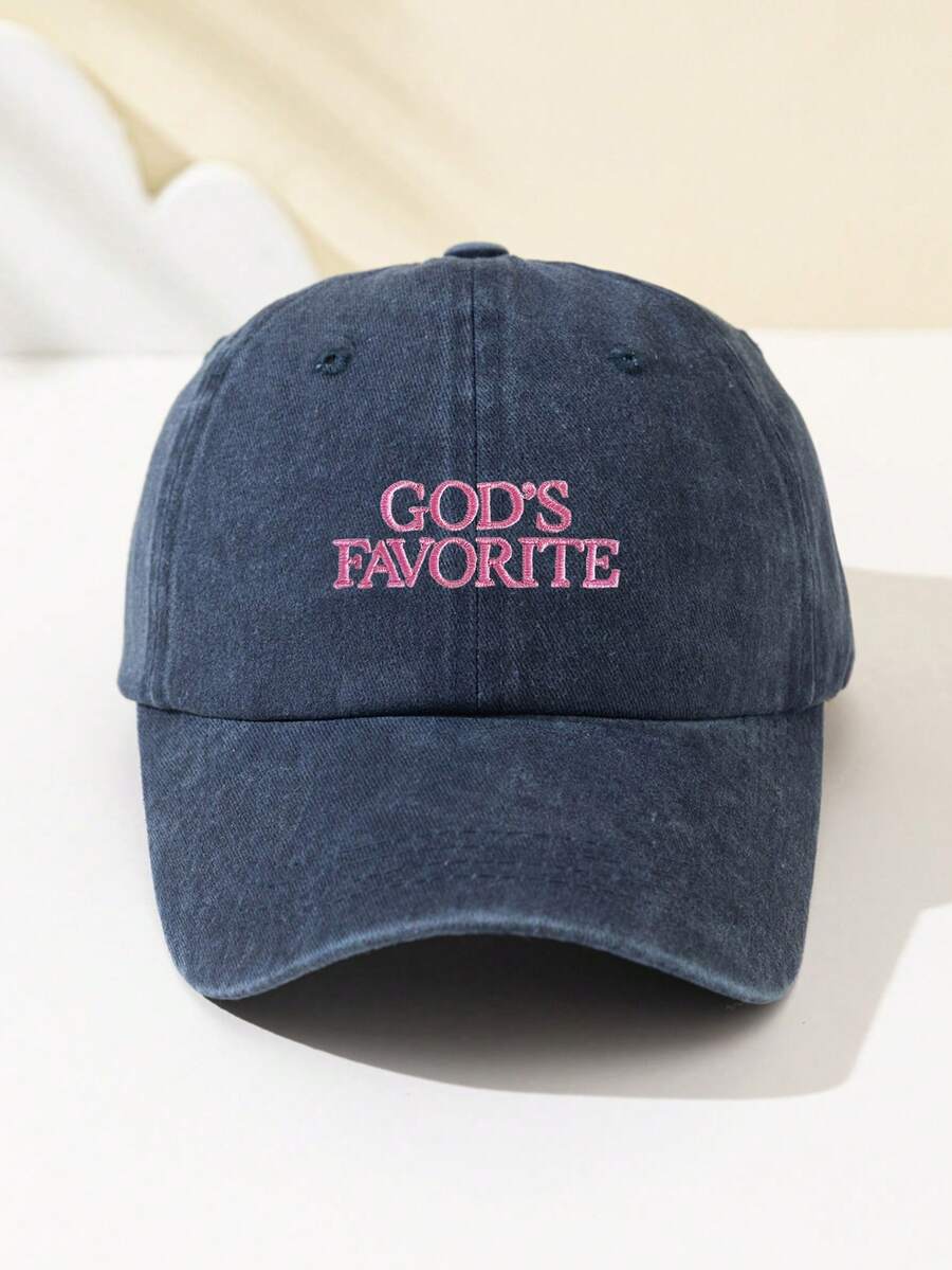 1 Stück Damen "Gottes Liebling" bestickte weiche Baseball Kappe, schmeichelhaft, verstellbare Größe, lässiger Stil, modisch für tägliche Fahrten, Strand, Outdoor-Sport, Wandern, Sommer, Hut