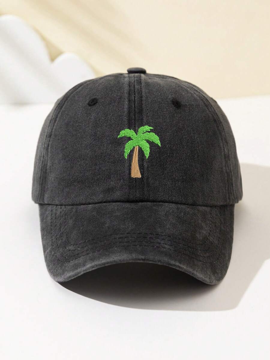 1 Stück Damen Baseballkappe mit Kokospalmen Stickerei, gesichtsformend, verstellbare Größe, locker sitzend, modisch & vielseitig für tägliche Fahrten, Strand, Outdoor-Sport, Wandern, Sommer, Hut