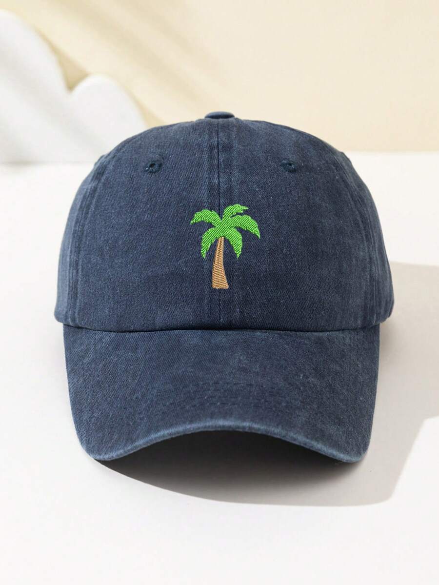 1 Stück Damen Baseballkappe mit Kokospalmen Stickerei, gesichtsformend, verstellbare Größe, locker sitzend, modisch & vielseitig für tägliche Fahrten, Strand, Outdoor-Sport, Wandern, Sommer, Hut