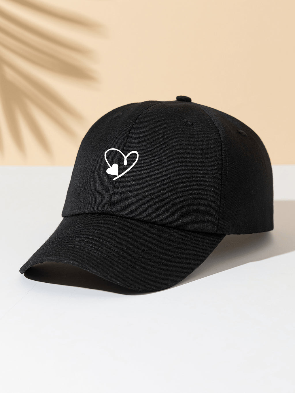 1 Stück khakifarbene Baseballkappe mit doppeltem Herz Stickerei, Unisex Sonnenhut Outdoor Essentiell Halloween