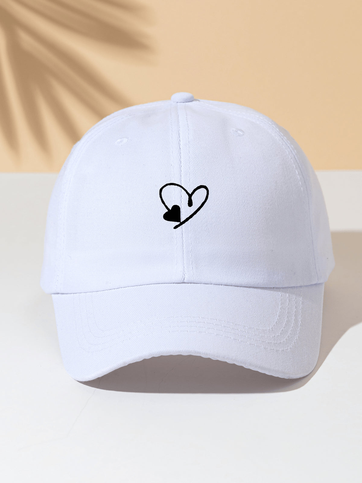 1 Stück khakifarbene Baseballkappe mit doppeltem Herz Stickerei, Unisex Sonnenhut Outdoor Essentiell Halloween