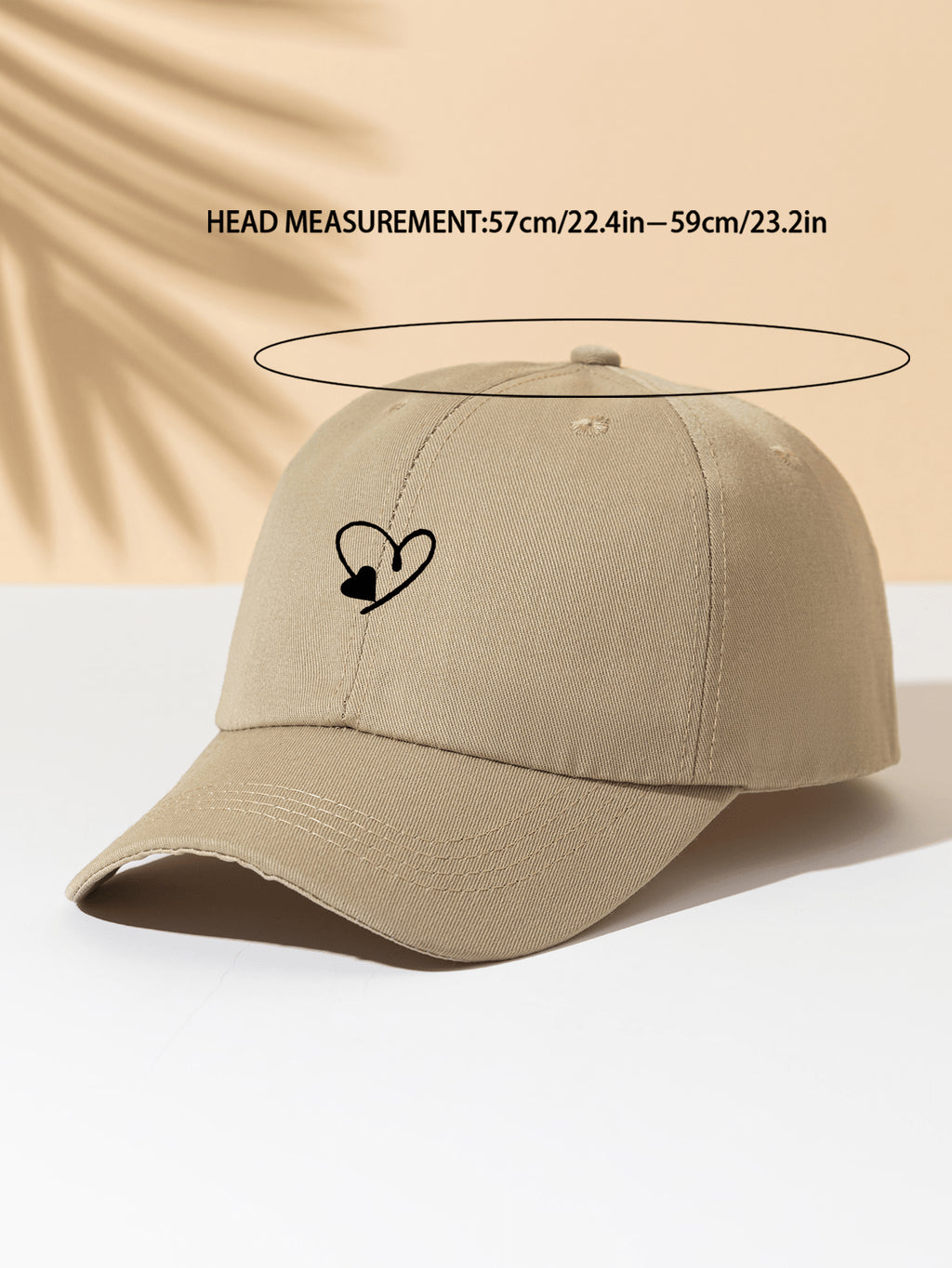 1 Stück khakifarbene Baseballkappe mit doppeltem Herz Stickerei, Unisex Sonnenhut Outdoor Essentiell Halloween