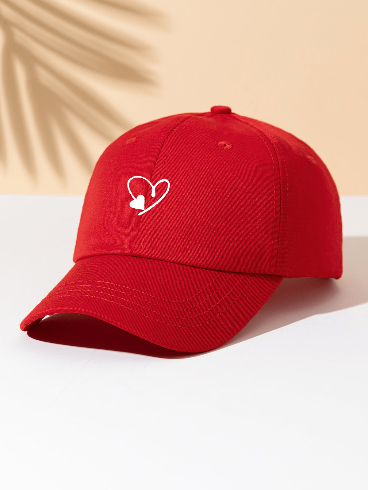 1 Stück khakifarbene Baseballkappe mit doppeltem Herz Stickerei, Unisex Sonnenhut Outdoor Essentiell Halloween