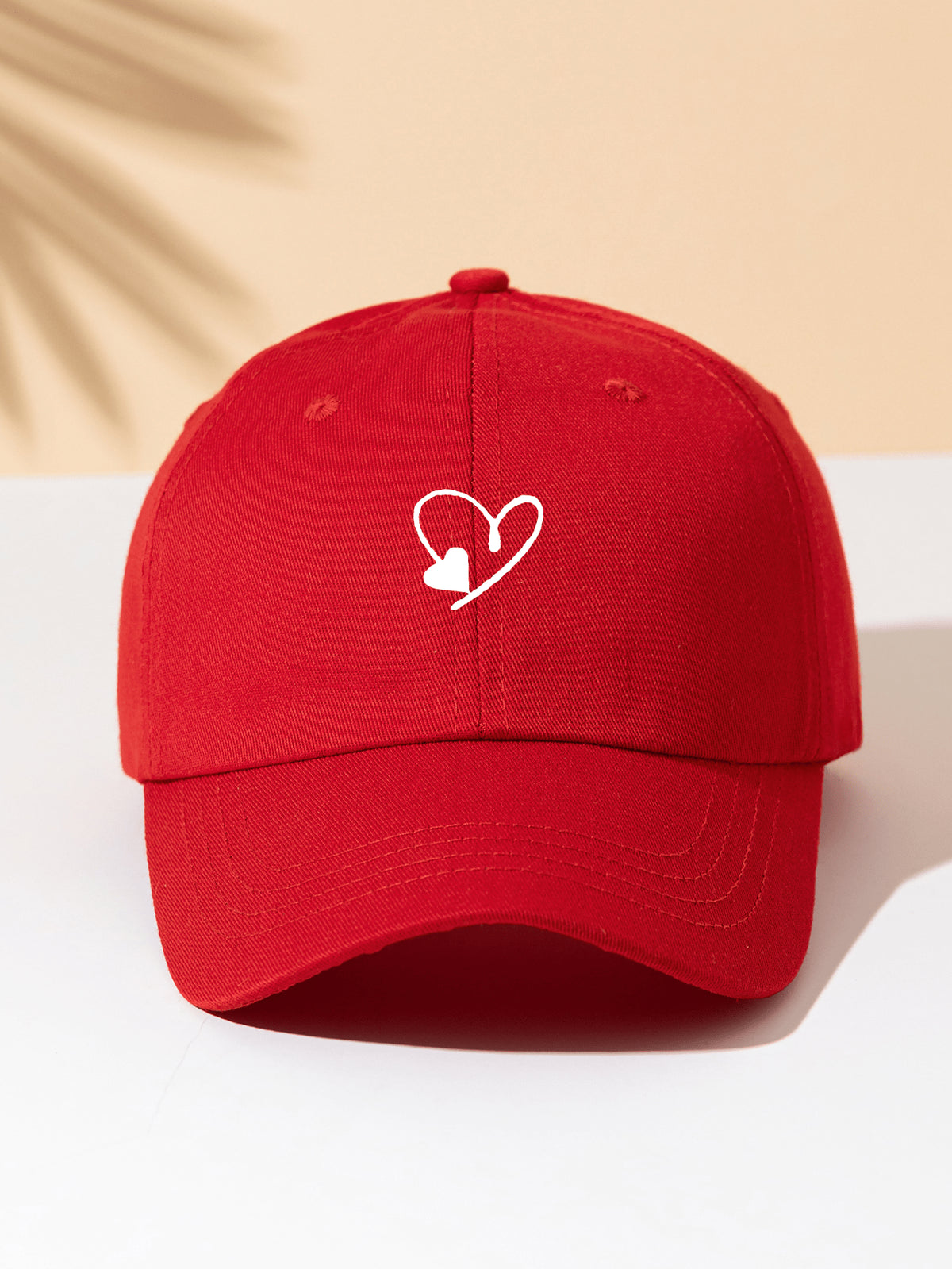 1 Stück khakifarbene Baseballkappe mit doppeltem Herz Stickerei, Unisex Sonnenhut Outdoor Essentiell Halloween