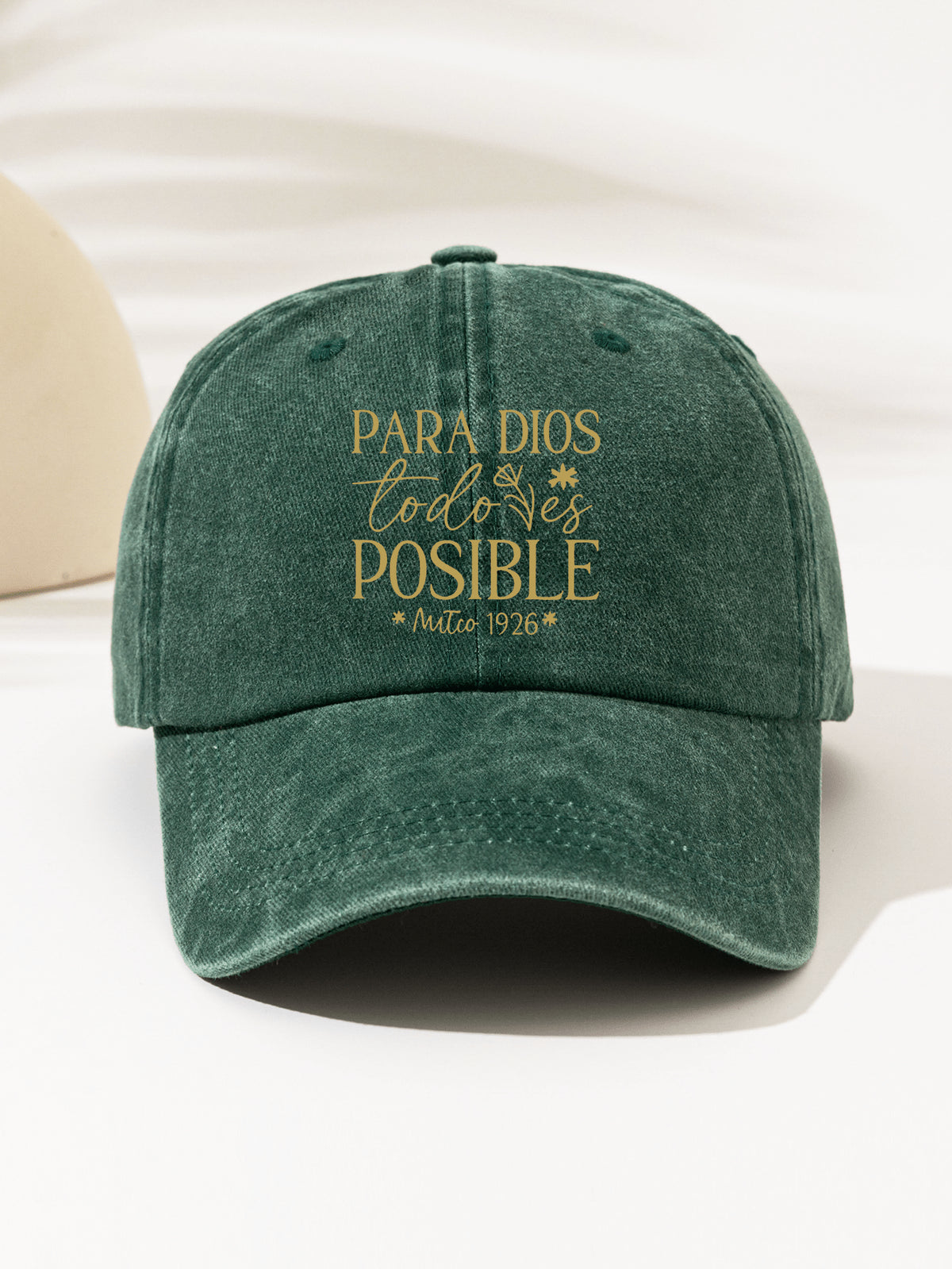 1 Stück modische, minimalistische, ausgewaschene Baseballkappe mit "PARA DIOS POSIBLE 1926" Aufdruck am Schirm, stilvolles Geschenk für Familie und Freunde, geeignet für Outdoor-Sport, leicht und tragbar, Ganzjahres-Accessoire