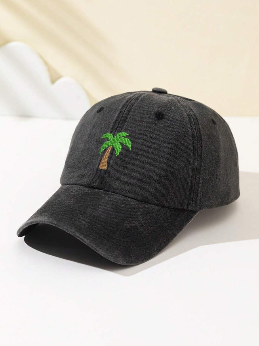 1 Stück Damen Baseballkappe mit Kokospalmen Stickerei, gesichtsformend, verstellbare Größe, locker sitzend, modisch & vielseitig für tägliche Fahrten, Strand, Outdoor-Sport, Wandern, Sommer, Hut