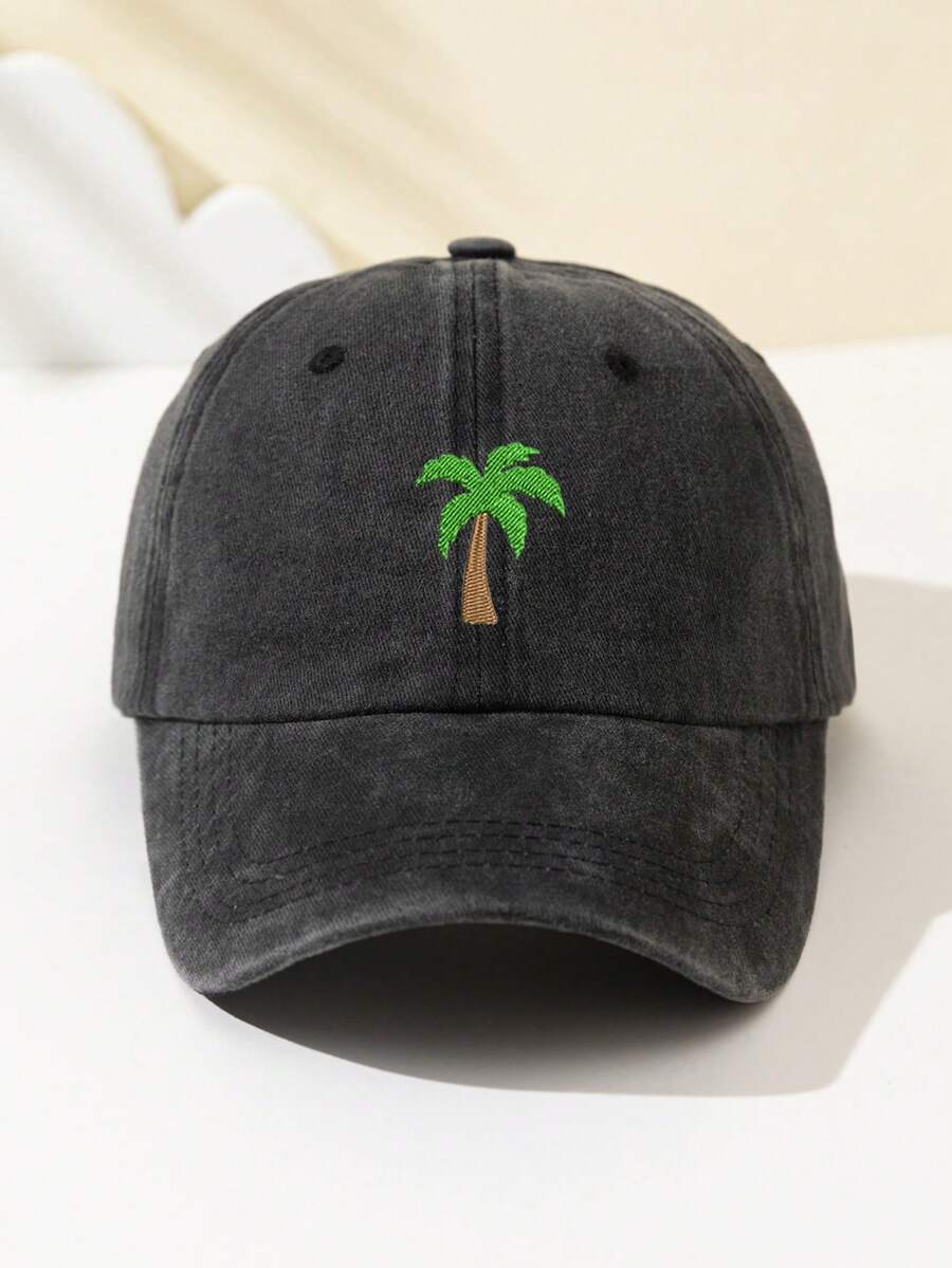 1 Stück Damen Baseballkappe mit Kokospalmen Stickerei, gesichtsformend, verstellbare Größe, locker sitzend, modisch & vielseitig für tägliche Fahrten, Strand, Outdoor-Sport, Wandern, Sommer, Hut