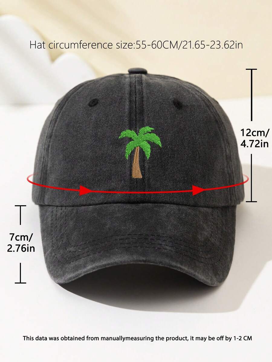 1 Stück Damen Baseballkappe mit Kokospalmen Stickerei, gesichtsformend, verstellbare Größe, locker sitzend, modisch & vielseitig für tägliche Fahrten, Strand, Outdoor-Sport, Wandern, Sommer, Hut