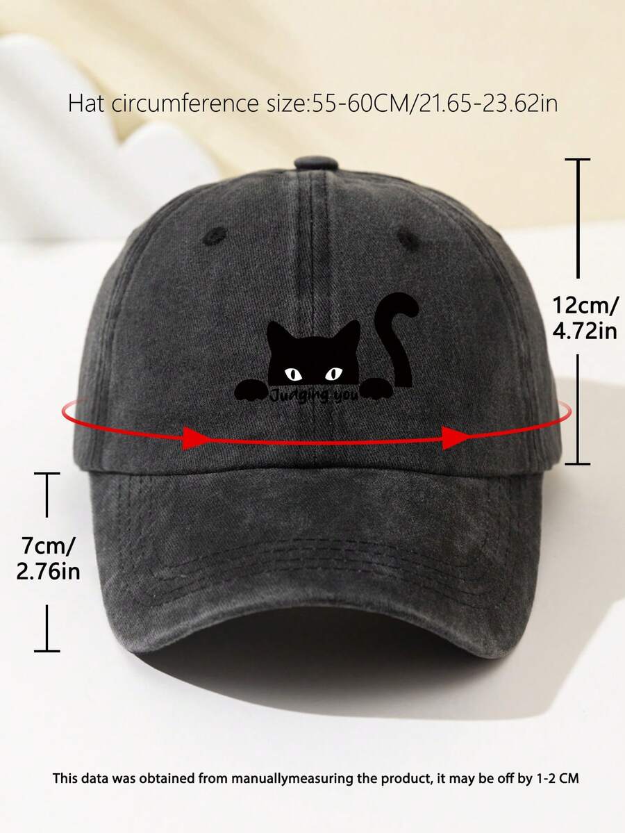 1 Stück Damen Baseball Kappe mit Katzen-Motiv, modischer, atmungsaktiver und vielseitiger Sonnenhut mit verstellbarem Umfang, süßes Tiermuster, geeignet für tägliche Fahrten, Studium, Arbeit, Treffen, Outdoor-Sport, Camping, Urlaub, Paar-Geschenk