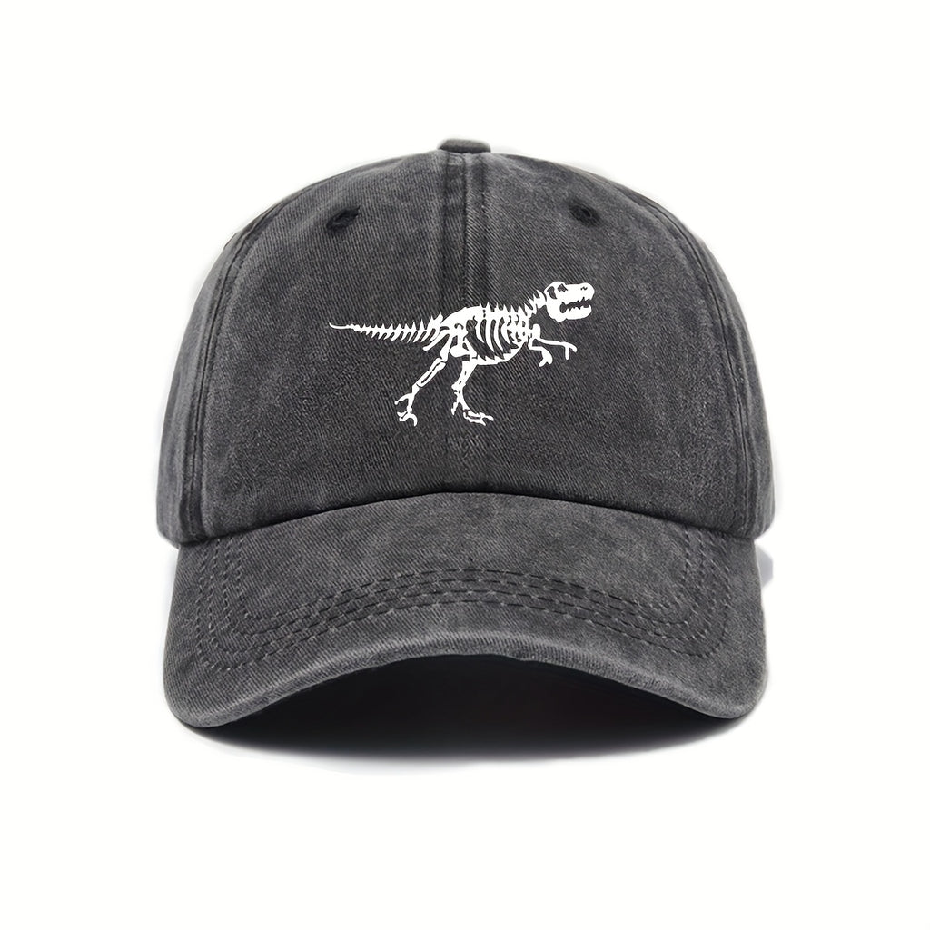 Urban Style Dinosaur Skeleton Printed Baseball Cap - Adjustable Size, Sun Protection, Unisex Stylish Casual Cap