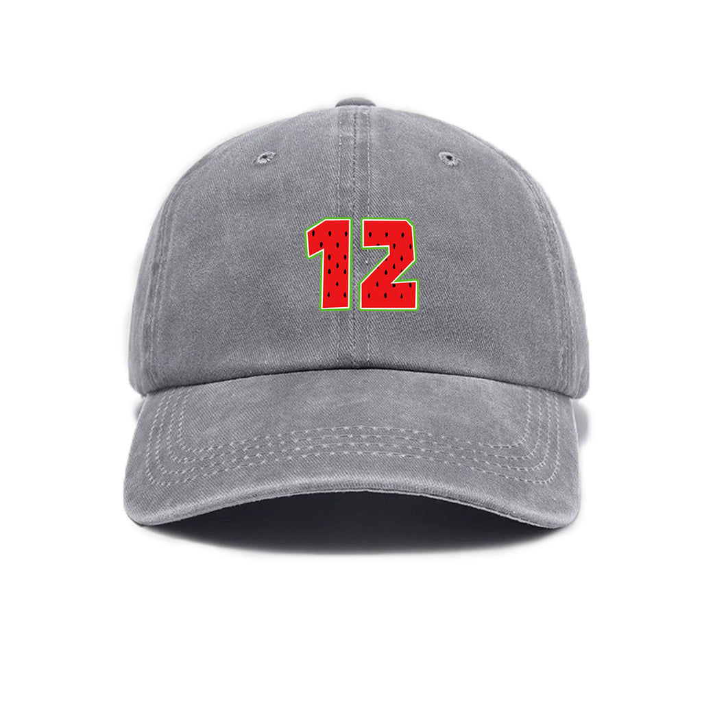 1 Washed Distressed Printed Baseball Cap for Adults, Simple Number 12 Print, Washed Distressed Soft Top Sun Baseball Cap, Unisex Versatile Baseball Cap