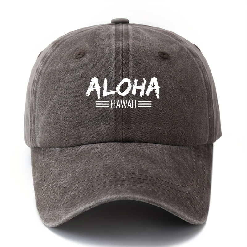 MAKEFGE Unisex Baseball Cap - Lightweight Vintage Washed Trucker Hat with Bold ALOHA Lettering, Curved Brim for Outdoor, Hawaii Vacation, Camping - Available in Black, Brown, Burgundy, Navy - Men & Women, Travel Accessory, Retro Fashion