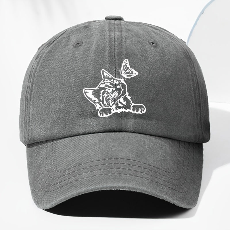 Unisex Animal Print Washed Vintage Baseball Cap, Fashionable Sun Outdoor Hat for Men and Women, Adjustable Trucker Hat Suitable for All Seasons and Daily Wear