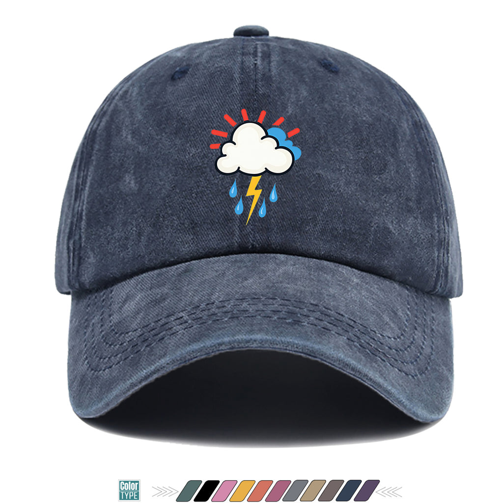 1pc 1pcs Unisex Adjustable Baseball Cap with Cloud Lightning Raindrop Print, Outdoor Sports Hat, Suitable for Daily Wear, Camping, Music Festivals, Cycling, Travel -  Gift for Men & Women, Birthday Present