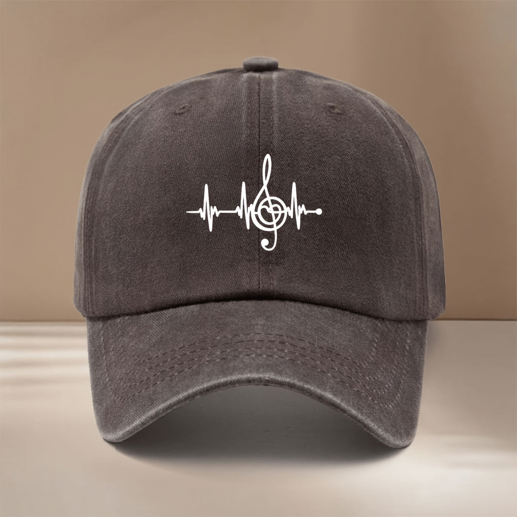 Baseball Cap with Musical Note Pattern, Easy-Going And Lightweight Hip-Hop Hat, Unisex Casual Hat, Suitable for Vacation Travel, Dinner Parties, Camping, Comfortable And Personalized Duckbill Cap, Curved Brim Makes Face Look Smaller