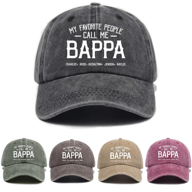 1 Washed Distressed Print Baseball Cap, Versatile and Fashionable Washed Distressed Style with "BAPPA" Letter Print, Soft Top Sun Baseball Cap, Unisex Hat