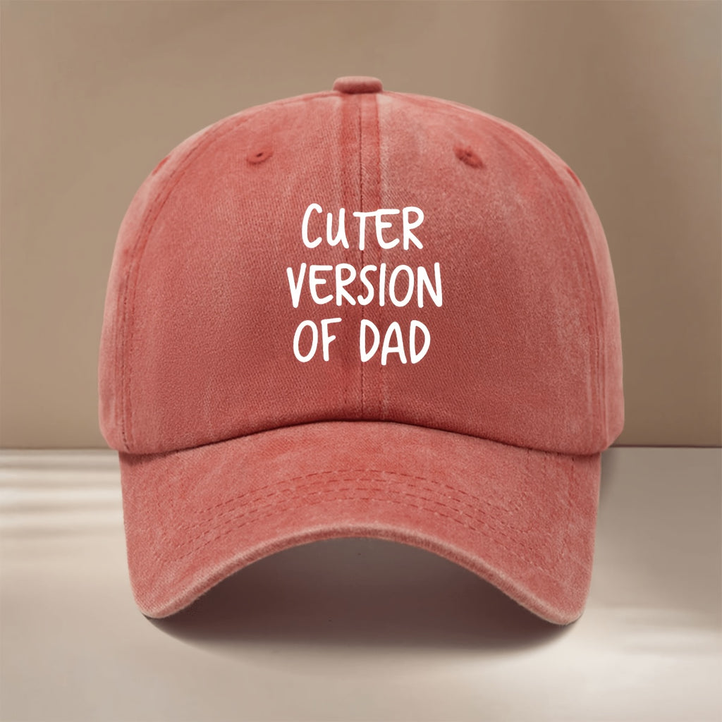 This Is a Baseball Cap Featuring a Design That Says 'CUTER VERSION OF DAD'. It'S Easy, Lightweight, And Adjustable, Suitable for Both Men And Women. This Trendy Curved-Brim Hat Is Perfect for Outdoor Activities, Gatherings, And Camping