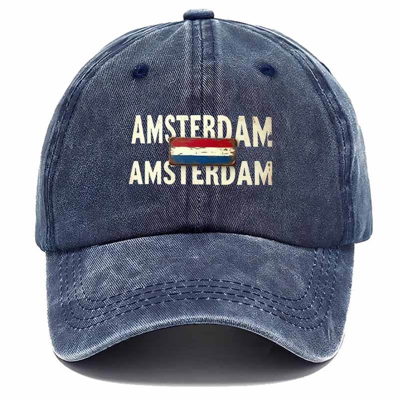 Trendy Artistic Baseball Cap with The Word 'AMSTERDAM', a Must-Have for Travel