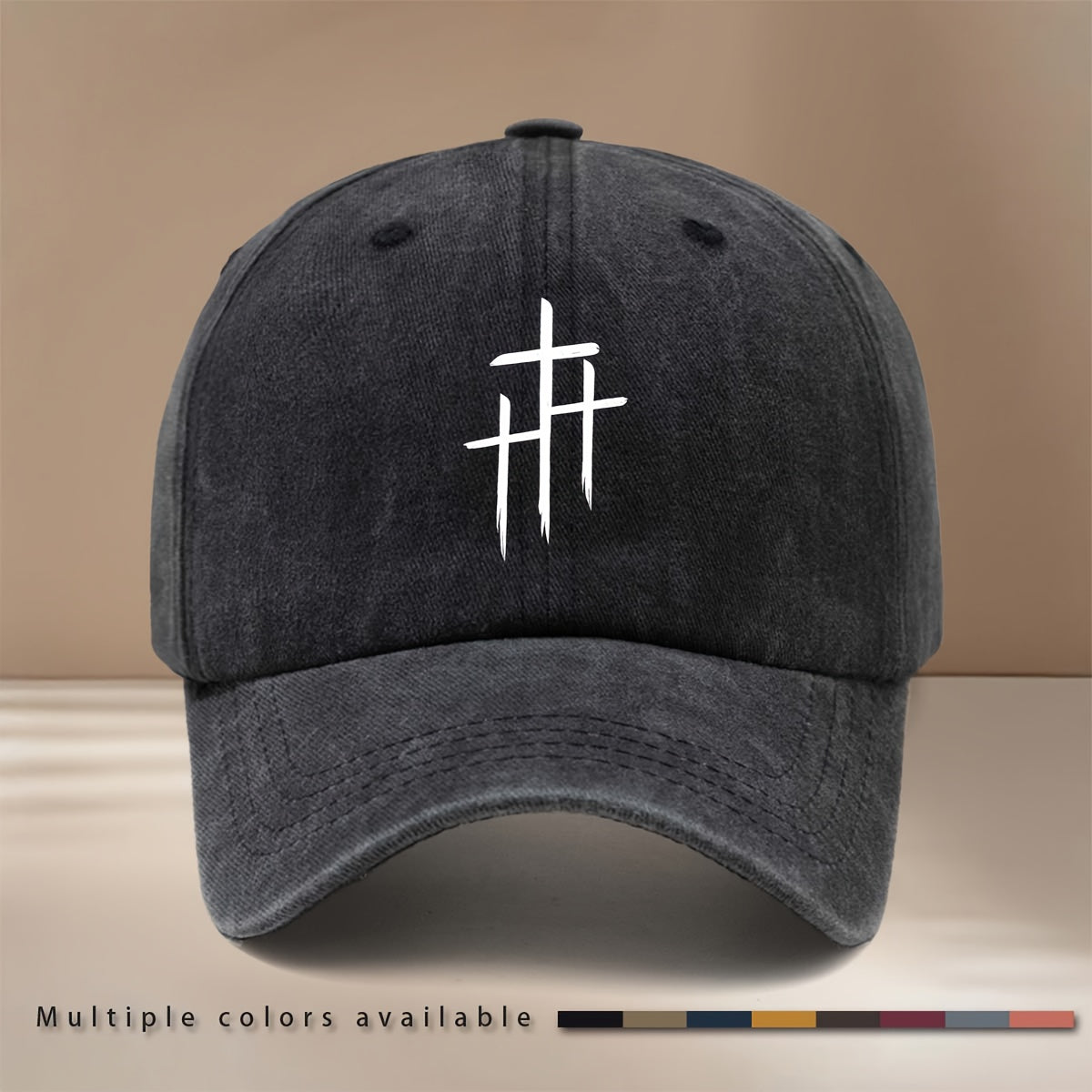 Three Cross Pattern Baseball Cap, Unisex Hip-Hop Style Casual Hat for Parties, Gatherings, and Camping. Comfortable and Lightweight Curved Brim Hat with Versatile Duckbill Design. Simple Outdoor Sports Cap, Six-Panel Fit, Relaxed and Fashionable