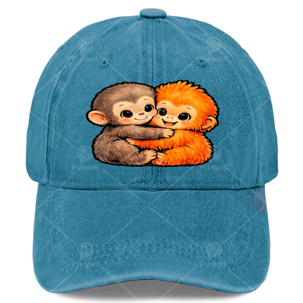 Tadanori Toya Plush Hug Baseball Cap - Vintage Full-Print Design, Suitable for Christmas, Gaming, And American Independence Day Events, Unisex Washable Monkey Baseball Cap, Lightweight Design (Hand Washable)