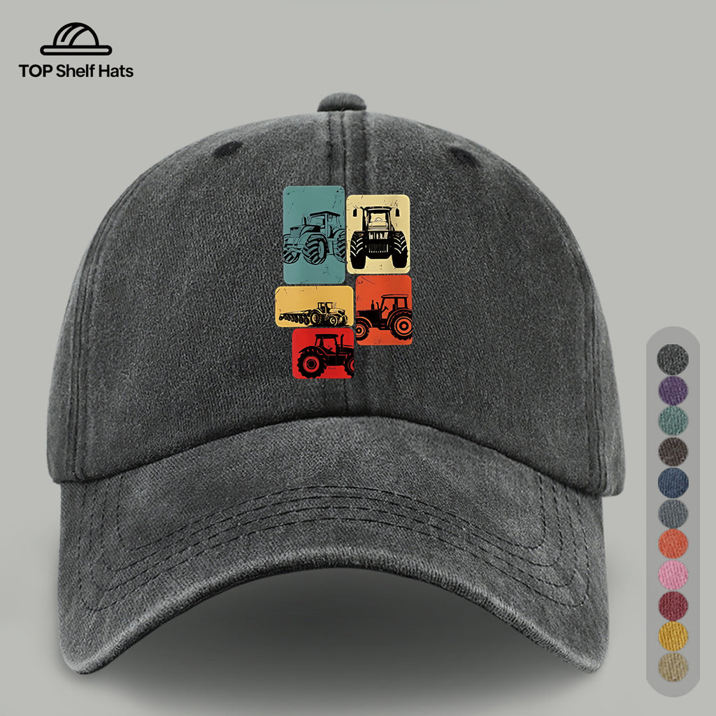 1pc 1pcs Vintage Tractor Print Baseball Cap - Adjustable Unisex & Suitable for Outdoor Sports, Fishing, Beach Vacations - Lightweight Breathable Retro Tractor Hat for Men & Women, Ideal, Easter, Daily Wear