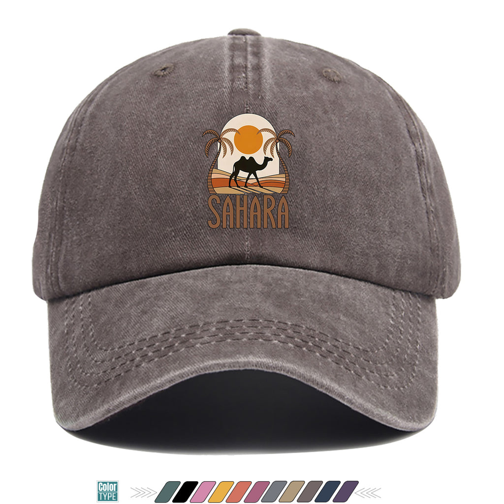 1pc Sahara-Themed Camel and Palm Tree Print Baseball Cap, Comfortable and Breathable Sun Hat, Stylish, Simple, and Beautiful, Unisex Baseball Cap with Adjustable Size, Trucker Hat, Beach Vacation Hat, Suitable for Outdoor Adventures, Desert Travel