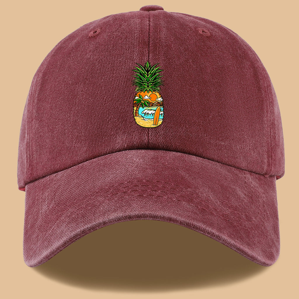 1pc Pineapple Print Trucker Hat - Adjustable Unisex Baseball Cap with Pineapple & Beach Scenery Design, Breathable Suitable for Outdoor, Vacations, Parties, Daily Wear - Suitable for Men and Women, Ideal Gift for Beach Lovers