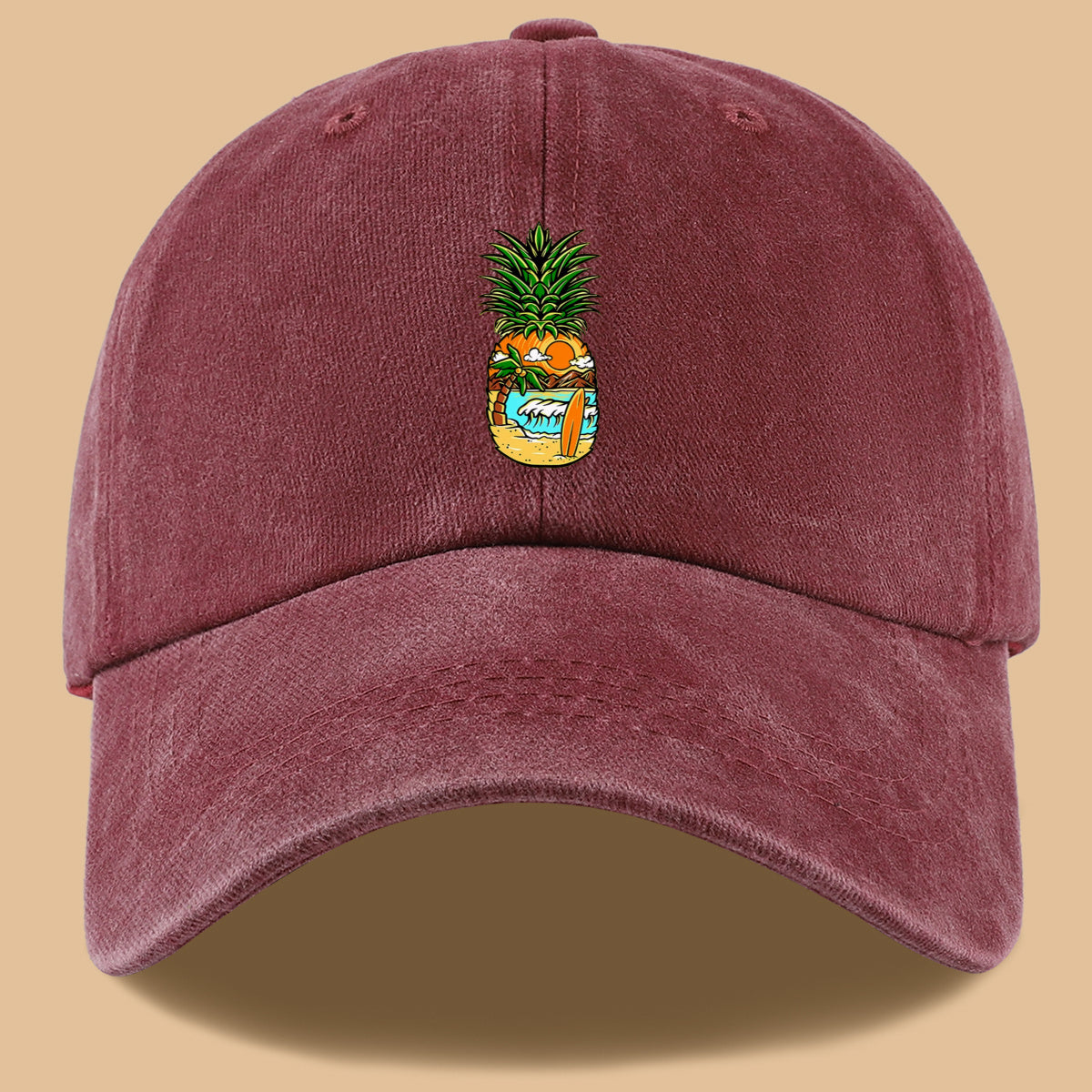 1pc Pineapple Print Trucker Hat - Adjustable Unisex Baseball Cap with Pineapple & Beach Scenery Design, Breathable Suitable for Outdoor, Vacations, Parties, Daily Wear - Suitable for Men and Women, Ideal Gift for Beach Lovers