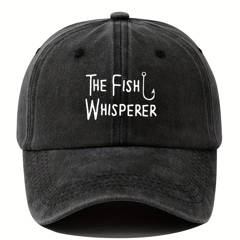 Men'S Baseball Cap, Versatile Hip-Hop Dad Trucker Hat for Outdoor Travel And Fishing, Featuring Letter Prints, Casual Curved Brim, And Vintage Washed Duckbill Design