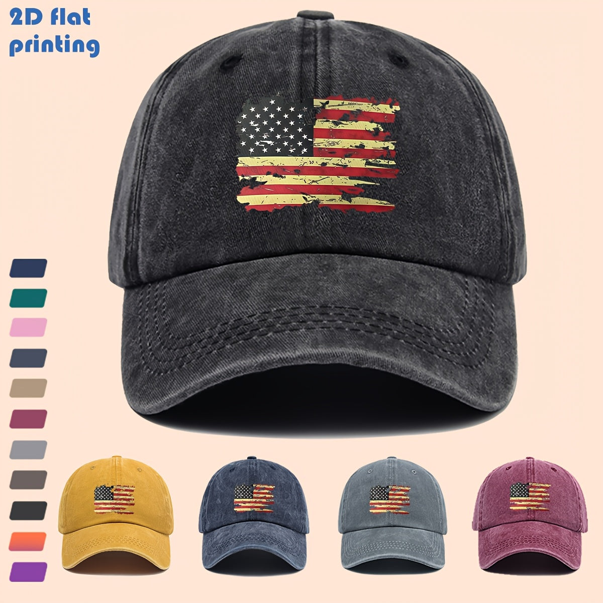 Distressed-Cut USA Flag Baseball Cap with Star-And-Striped Print, Suitable for Daily Wear, Stylish And Trendy Decorative Sun Hat, Comfortable And Lightweight Trucker Sun Hat, Adjustable Strap Dad Hat, Perfect for Street Casual Wear