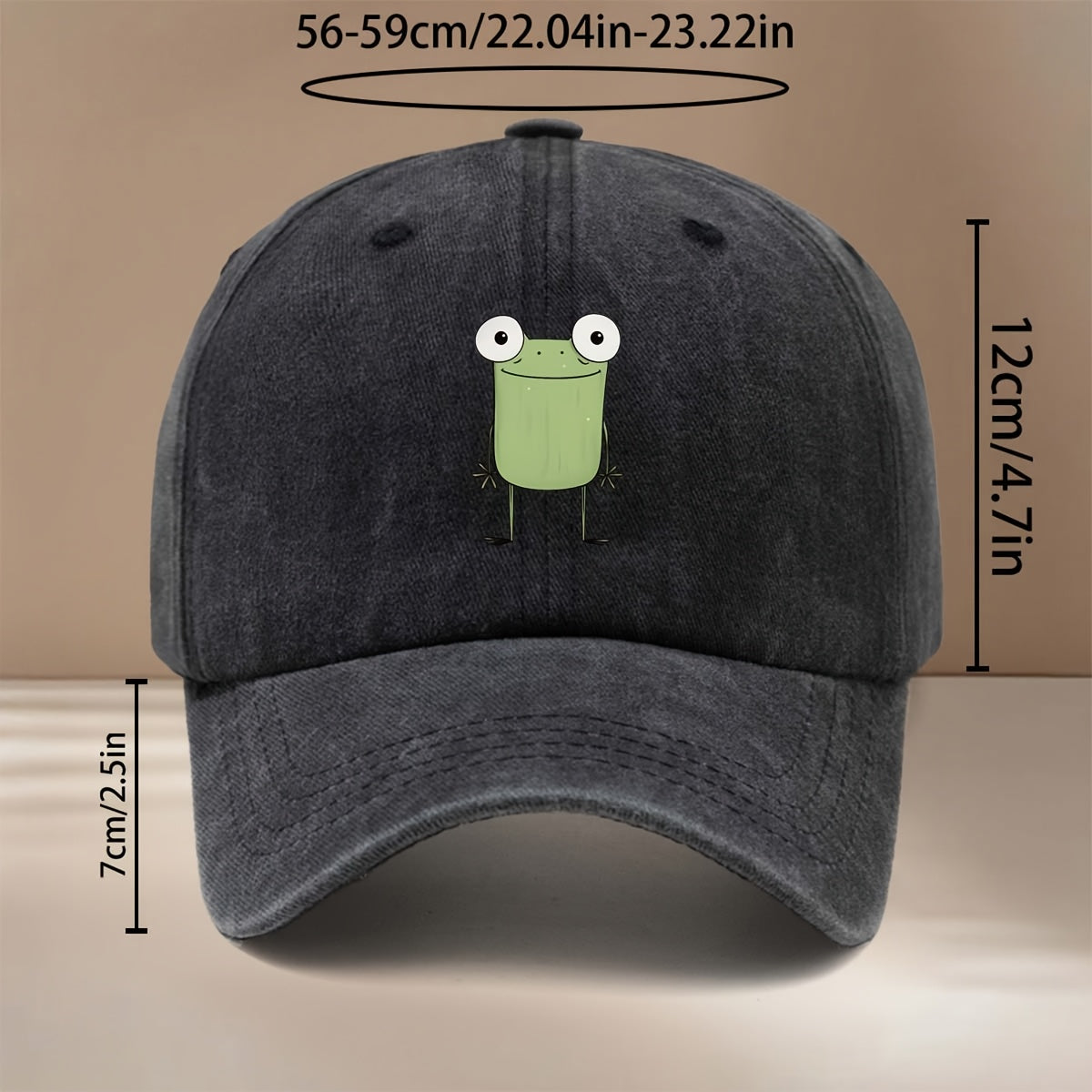 This Is a Baseball Cap Featuring a Minimalist Frog Design, Suitable for All Seasons with an Adjustable Size. It's a Casual Unisex Hat That's Lightweight and Stylish, Perfect for Outdoor Activities, Gatherings, Camping, and as a Trendy Curved-brim Cap