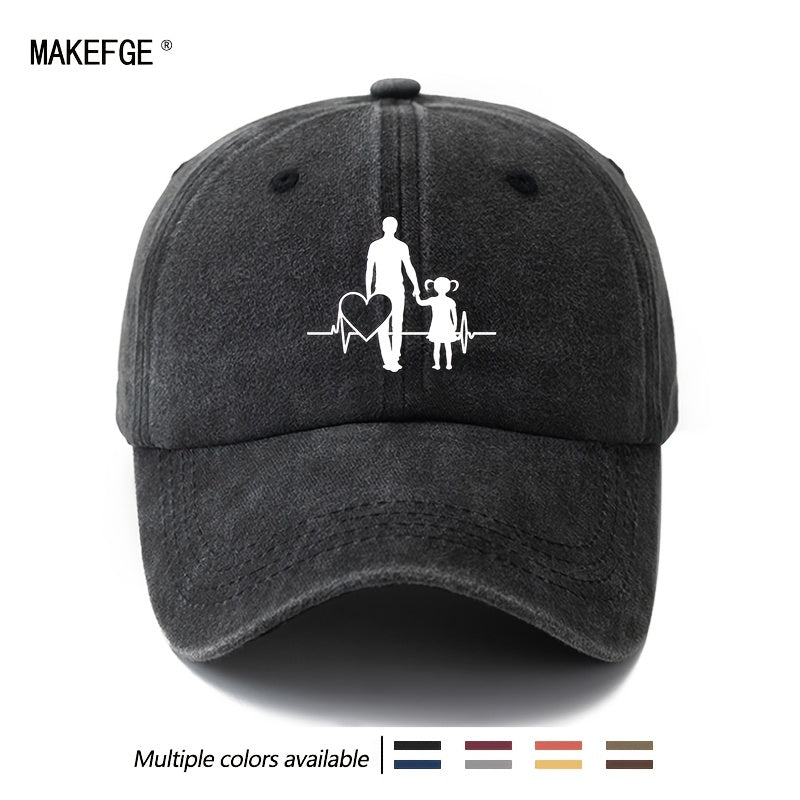 A Unisex Fashionable "Guardian Hand-in-Hand" Baseball Cap, Featuring a Classic Vintage Washed Lightweight Curved-brim Design. Suitable for Outdoor Vacations, Travel, Camping, and Other Casual Occasions. Also Works as a Hip-hop Cap for Holiday