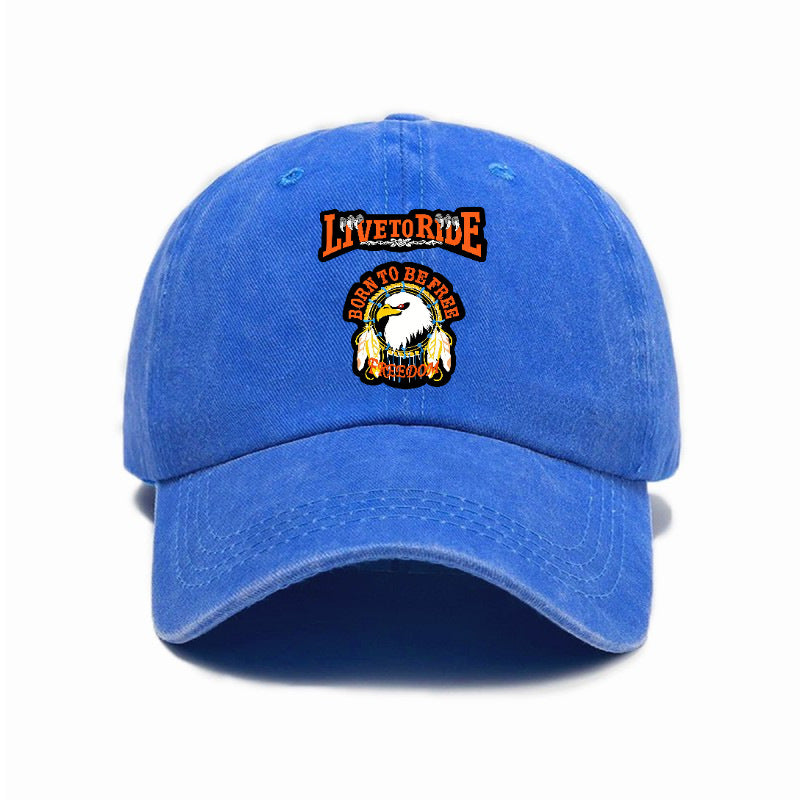 Fashionable and Versatile, This Printed Washed Distressed Soft-top Sun- Baseball Cap Is Designed for Cycling and Is Unisex