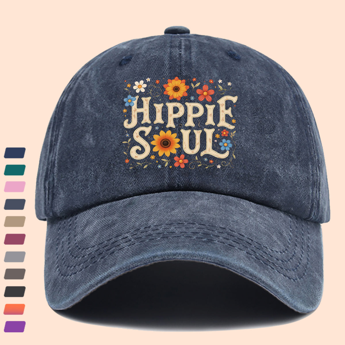 1pc 1pcs Hippie Soul Vintage Baseball Cap & Duckbill Sun Hat - Adjustable Unisex Retro Hat with Duckbill Cap, Suitable for Outdoor, Music Festivals, Travel, Daily Wear, Gift for Men & Women, Youth Street Fashion Accessory