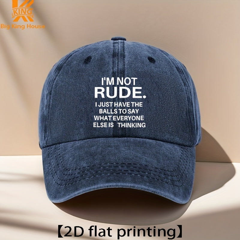 Suitable for Both Men and Women, Adjustable Size, Fashionable Pattern "RUDE" Printed Baseball Cap, Vintage Hat, Outdoor Casual Hat