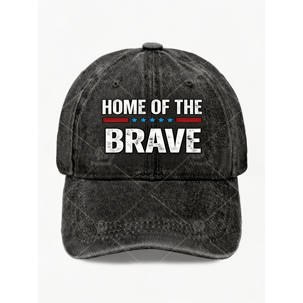 Home of The Brave Vintage Baseball Cap for Men & Women - Adjustable Pull String Hat with Iconic Print, Machine Washable Retro Casual Cap Suitable for Streetwear, Gifts, Casual Attire