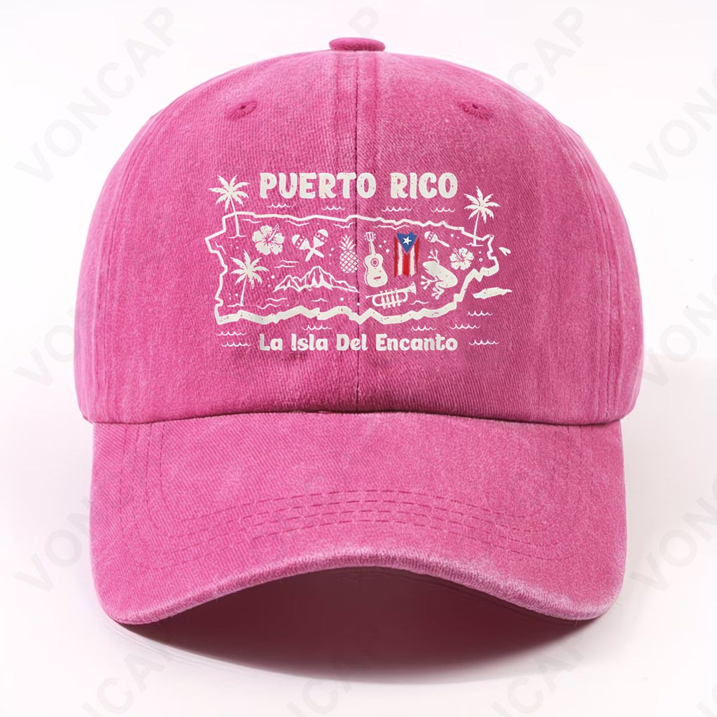 Puerto Rico-Themed Vintage Washed Baseball Cap - Adjustable Closure, Suitable for Home, Commuting, Campus, Sports, Parties, Machine Washable, Iconic Puerto Rican Style, Lightweight Unisex Gift Option