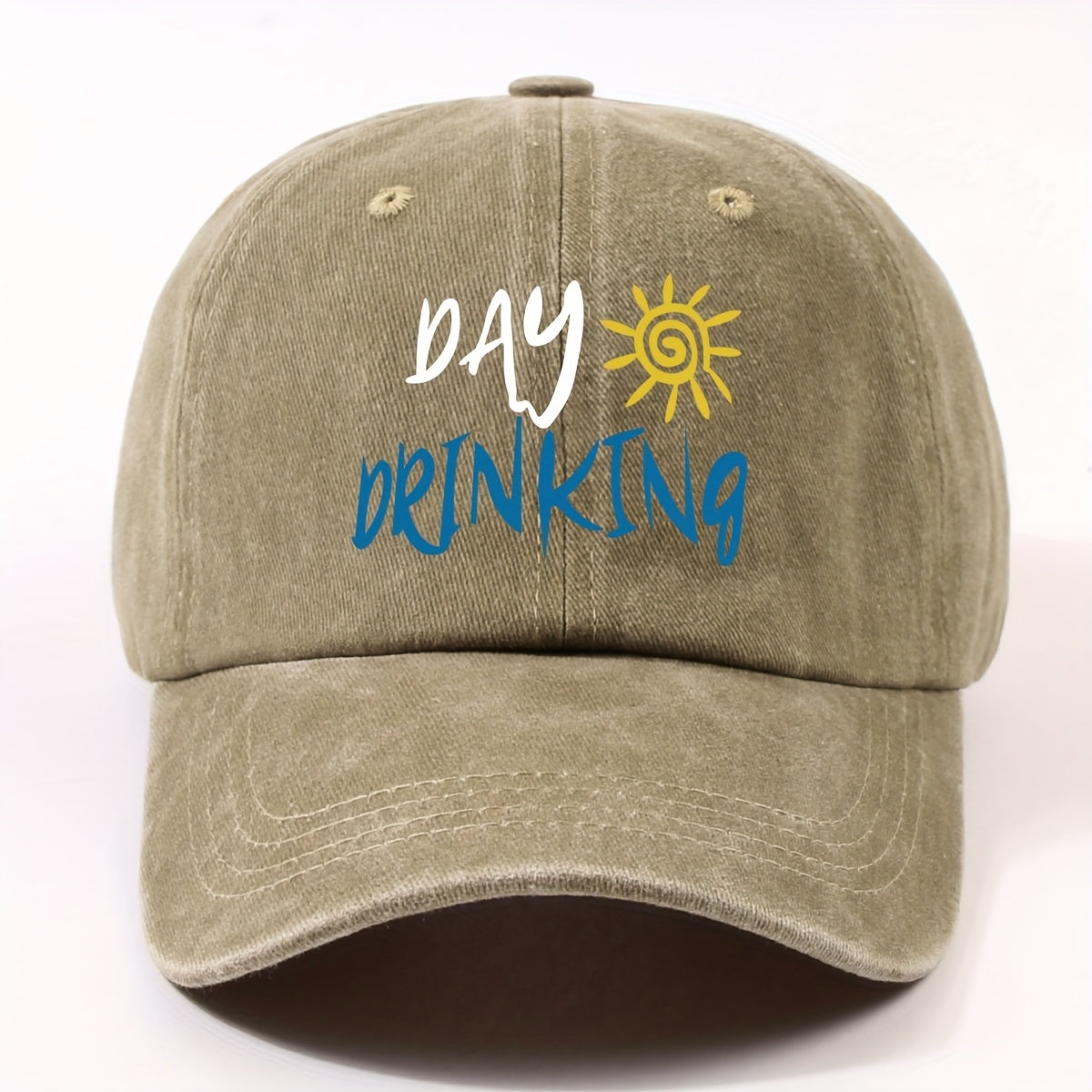 Retro Worn-Out Baseball Cap Featuring a "Daily Drink" Sun Design - Adjustable, Lightweight, Unisex Outdoor Hat Ideal for Biking, Everyday Use, And Festive Gatherings - Available in Various Colors (Black, Dark Gray, Pink, Military Green, Etc.)